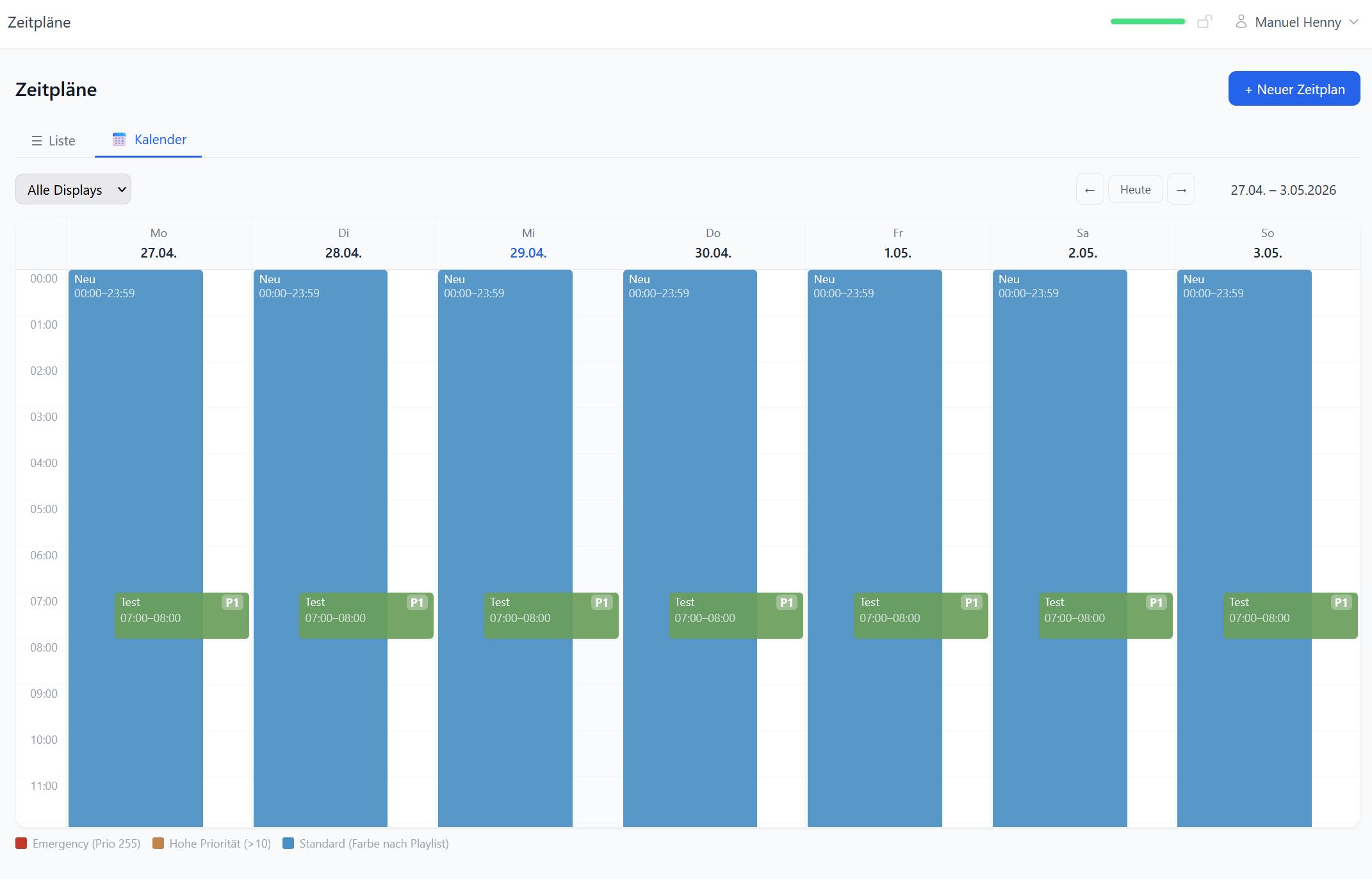 Zeitpläne Kalenderansicht